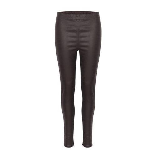 Mørkebrun Krokodille Leggings Slim-Fit