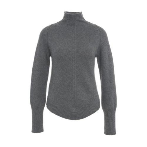 Ribstrikket sweater med stående krave