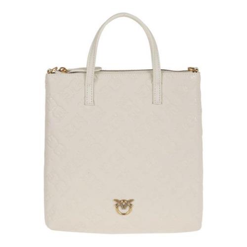 Silk-touch læder shopper taske med Love Birds Monogram mønster