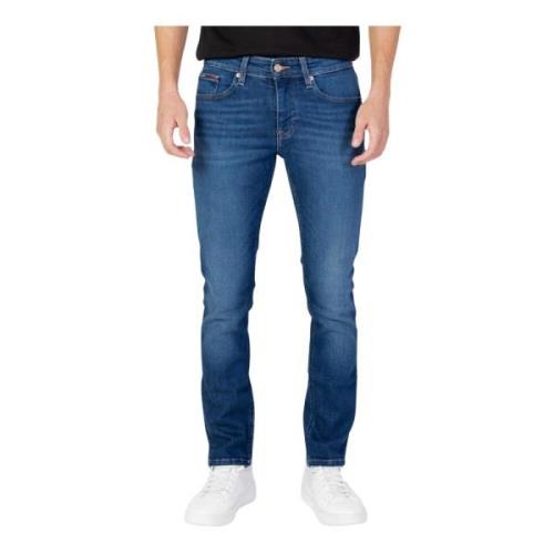 Blå Plain Denim Jeans med Lynlås