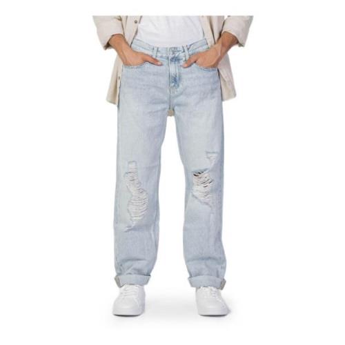 Lysblå Ripped Effekt Jeans