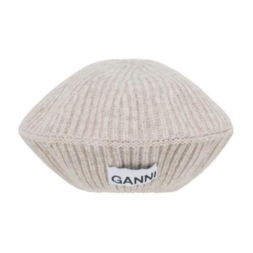 Ribbet Beige Uld Beret