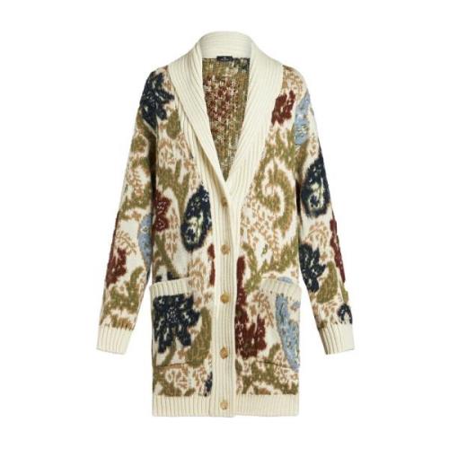 Brun Paisley Jacquard Strik Cardigan