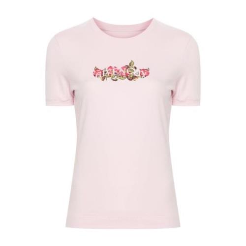 Lyserød Rose Print Jersey Top