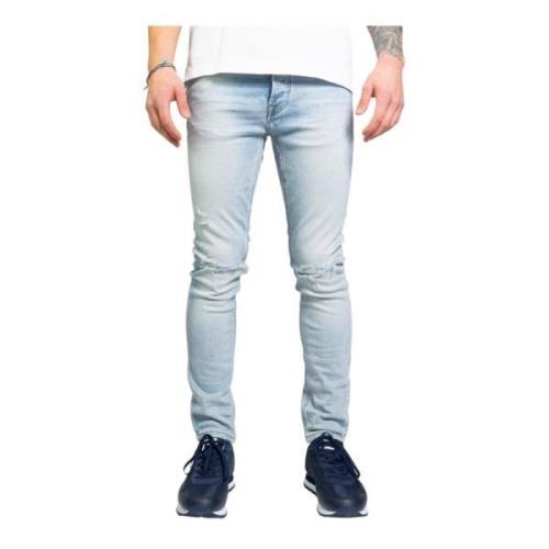 Blå Slidt Effekt Jeans Mænd