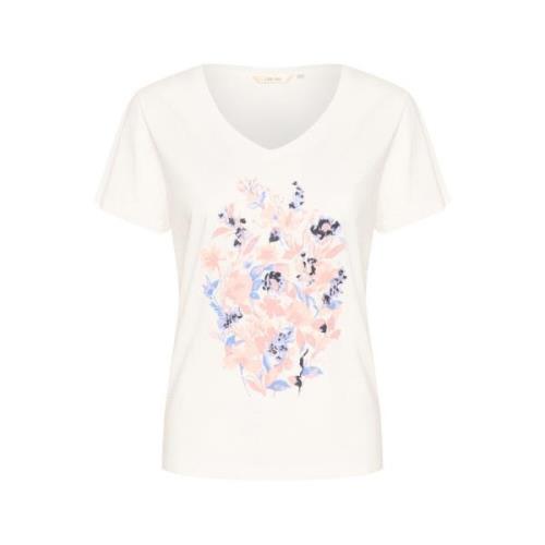 Blå Blomst Fusion V-Hals T-Shirt