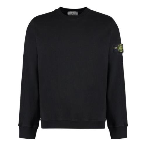 Bomuld Crew-Neck Sweatshirt med Aftagelig Logo Patch