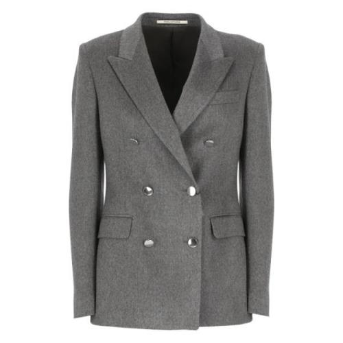 Grå Cashmere Blazer Peak Lapel Jakke