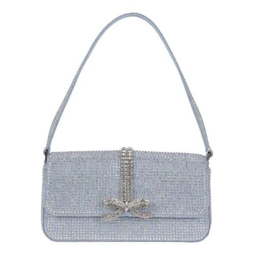 Denim Baguette Taske med Rhinestones