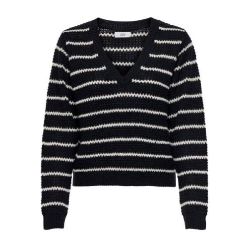 Stribet V-hals Sweater Kvinder