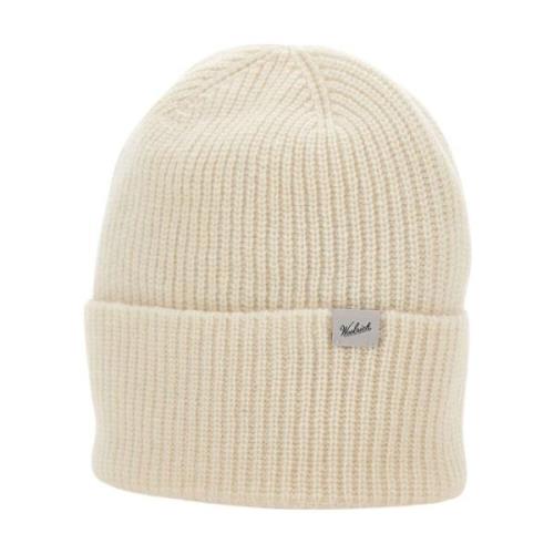 Hvid Uld Blend Beanie Hat