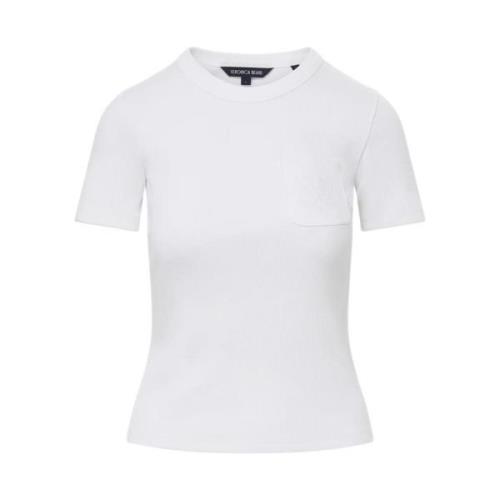 Ribbet T-shirt med Logo Lomme