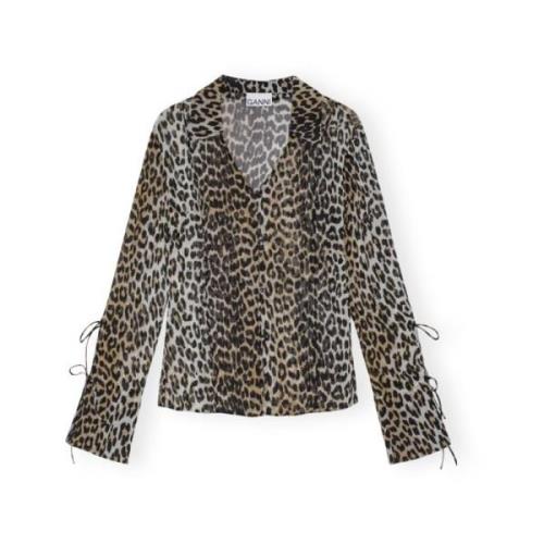 Leopard Print Chiffon Slim Shirt