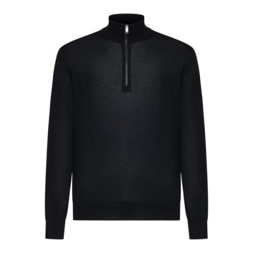 Sort Uld Zip-Up Mock Sweater