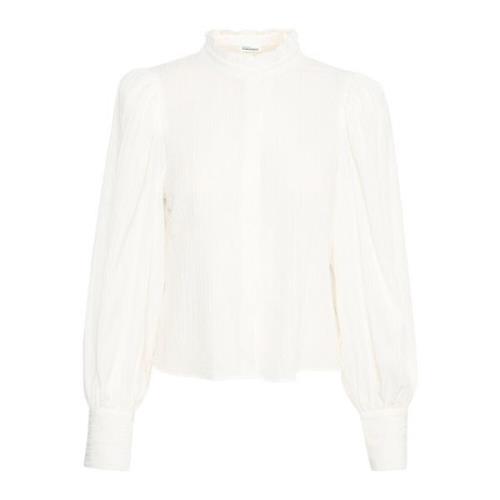 Frill Shirt Bright White Feminine Blouse