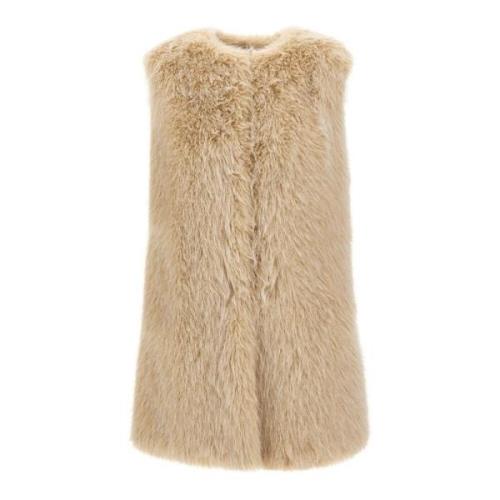 Faux Fur Vest Sand Ekstra Blød