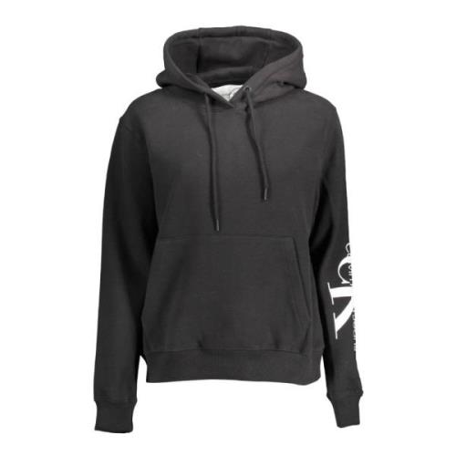 Hoodie Sort Langærmet Print Logo