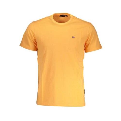 Orange Bomuld T-shirt med Signatur Broderi