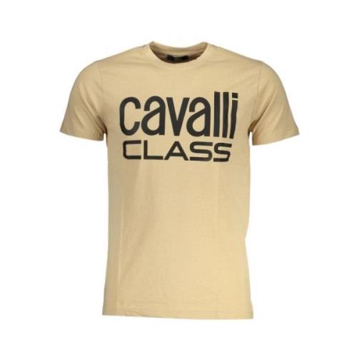 Beige Bomuld Logo Print T-Shirt