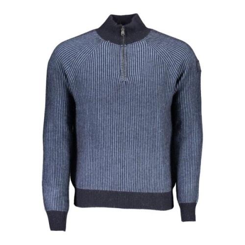 Blå Halv-Zip Sweater med Design