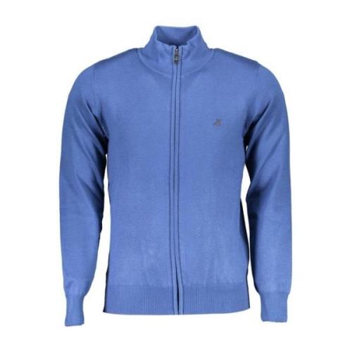 Blå Broderet Zip-Up Sweater