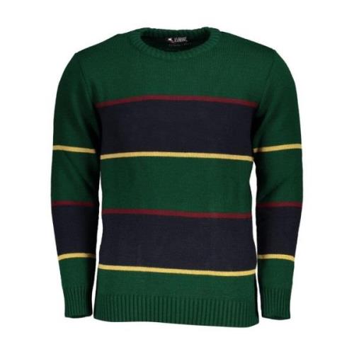 Grøn Crewneck Sweater Kontrastdetaljer