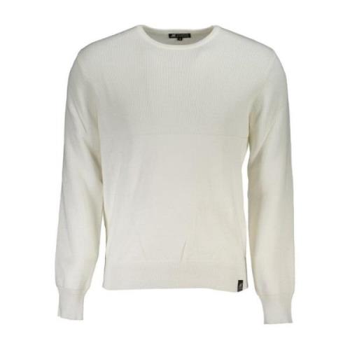 Hvid Crew Neck Sweater med Kontrastdetaljer