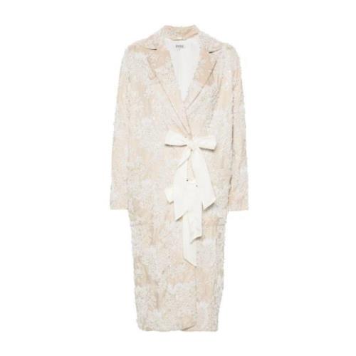 Krem Jacquard Perennial Beaded Coat