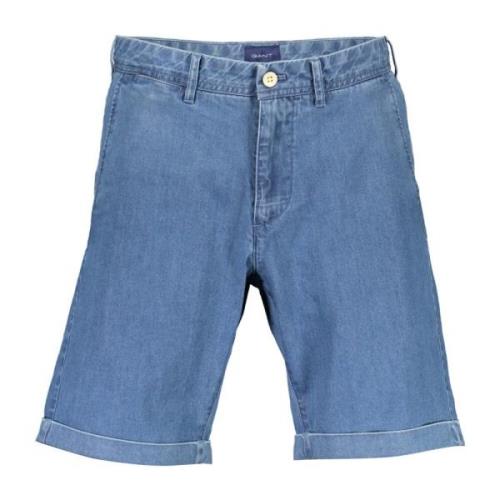 Lysblå Bomuld Denim Shorts til Mænd