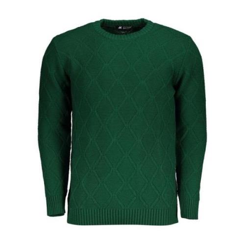 Grøn Diamantmønster Crew Neck Sweater