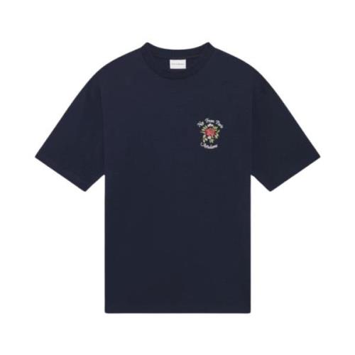 Slogan Blomster T-Shirt Navy