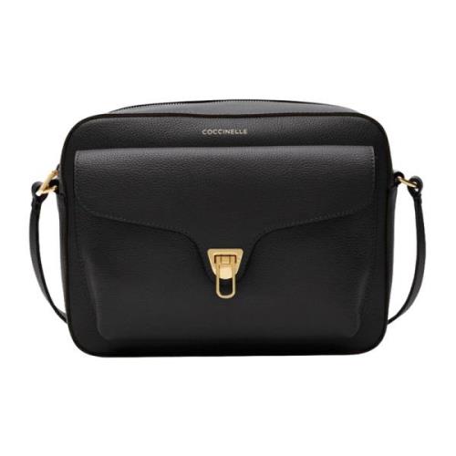 Sort Læder Crossbody Taske