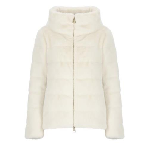 Faux Fur Quilted Down Jacket Kvinde