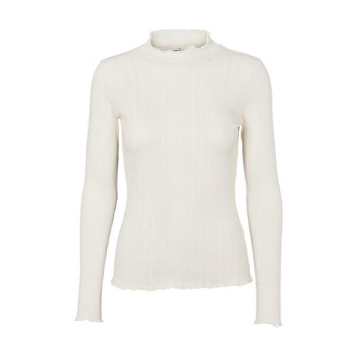 High Neck LS Bluse - Birch