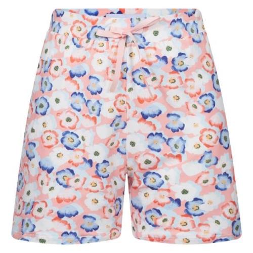 Blomstret Print Ferskenblå Shorts