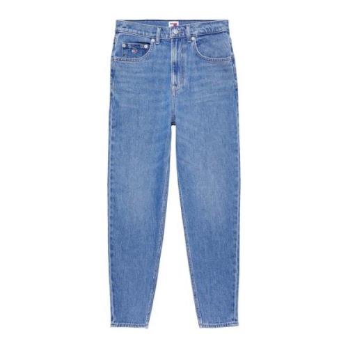 Højtaljede Mom Jeans i Blu Denim