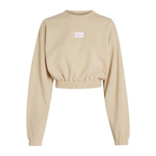 Beige Sweatshirt med Crew Neck