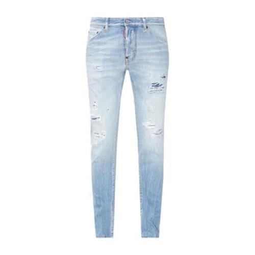 Denim Jeans med Ødelagt Effekt