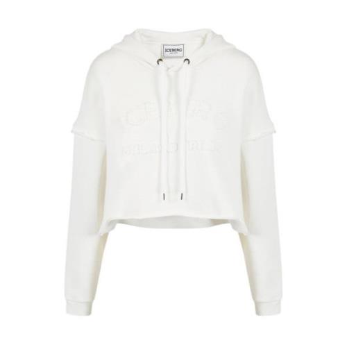 Broderet Crop Hoodie Sweatshirt