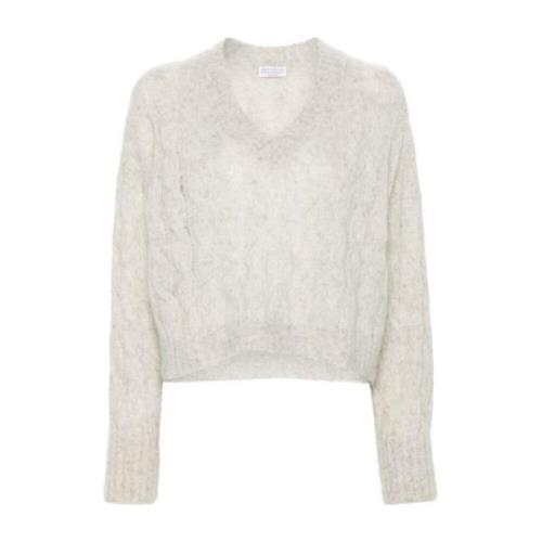 Kabelstrikket V-hals Sweater