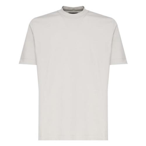 Beige Bomuld T-shirt med Rund Krave