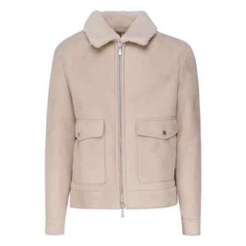 Shearling Zip Jakke Beige Lam