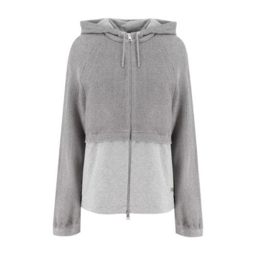 Dobbeltstof Zip Sweatshirt med Justerbar Hætte