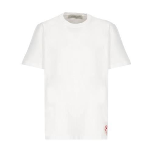 Hvid Herre T-shirt med Broderet Logo