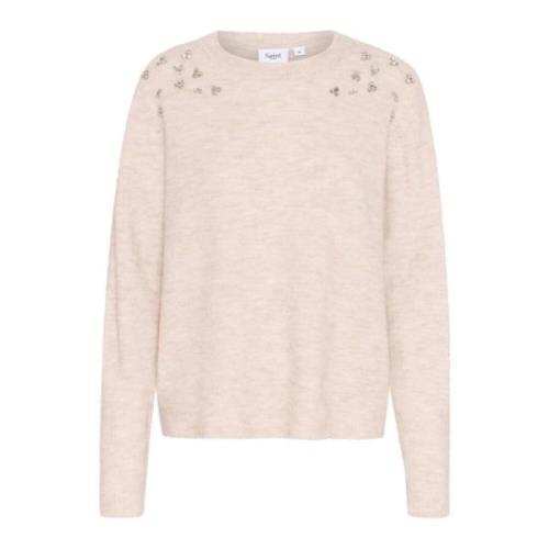 Elegant Strik Pullover Creme Melange