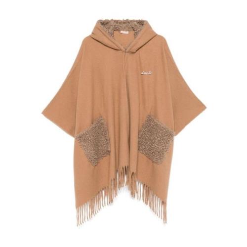 Kamel Faux-Shearling Fringed Frakke