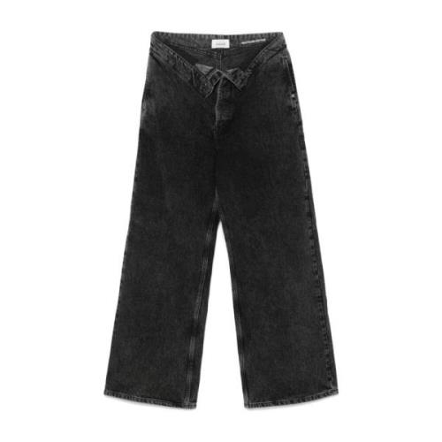 Sort Denim Wide Leg Jeans