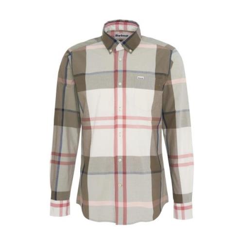 Beige Tartan Langærmet Bomuldsskjorte