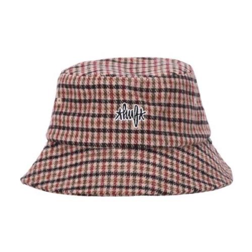 Brun Tweed Bucket Hat med Broderi