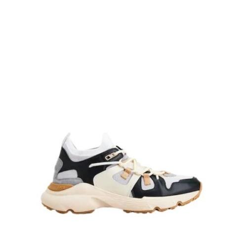 Læder og Tekstil Sneaker - Beige, Sort, Grå